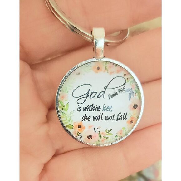 God is Within Her Keychain - Faith Religious Keychain - Picture 4 of 5